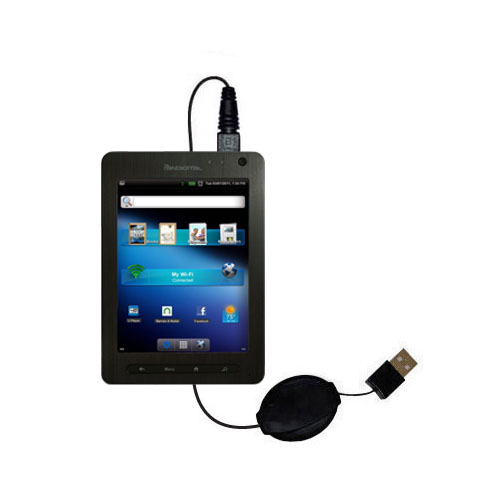 Retractable USB Power Port Ready charger cable designed for the Pandigital Nova R70F400 and uses TipExchange