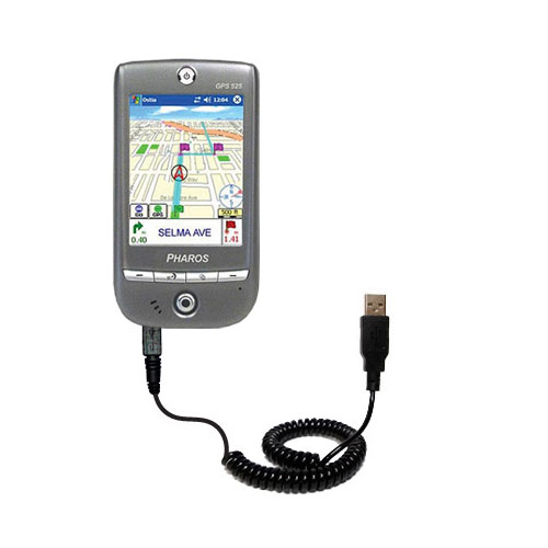 Coiled USB Cable compatible with the Pharos GPS 525