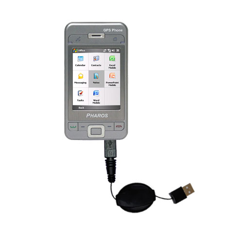 Retractable USB Power Port Ready charger cable designed for the Pharos PGS Phone 600 and uses TipExchange