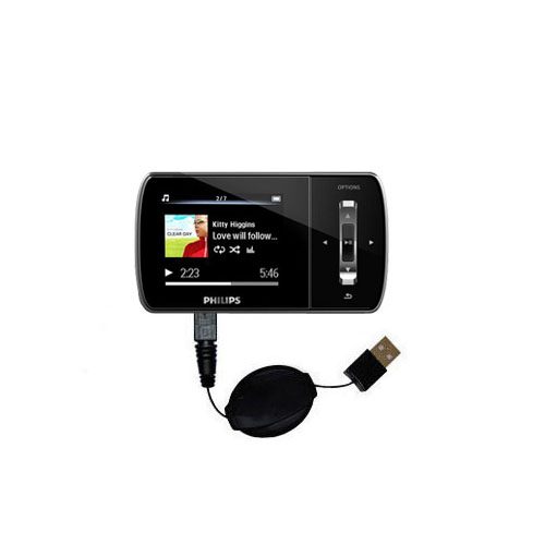 Retractable USB Power Port Ready charger cable designed for the Philips GoGear Ariaz and uses TipExchange