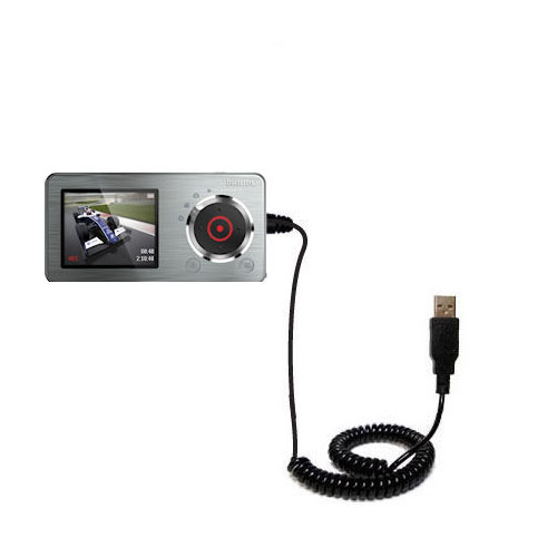 Coiled USB Cable compatible with the Philips GoGear CAM SA2CAM08K Video Player