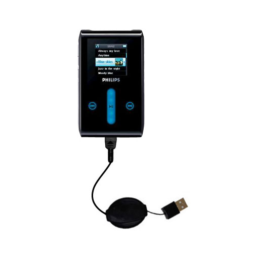 Retractable USB Power Port Ready charger cable designed for the Philips GoGear HDD1420 HDD1430 and uses TipExchange