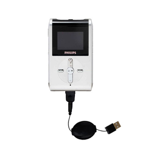 Retractable USB Power Port Ready charger cable designed for the Philips GoGear HDD082/17 and uses TipExchange