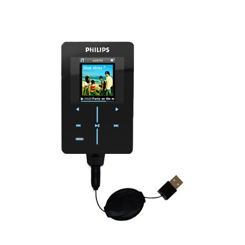 Retractable USB Power Port Ready charger cable designed for the Philips GoGear HDD1630/17 and uses TipExchange