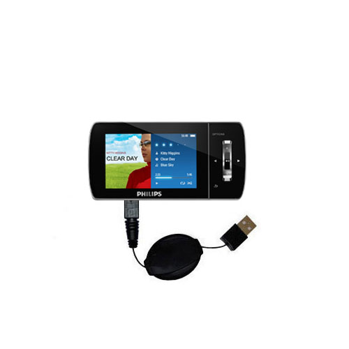 Retractable USB Power Port Ready charger cable designed for the Philips GoGear Muse and uses TipExchange