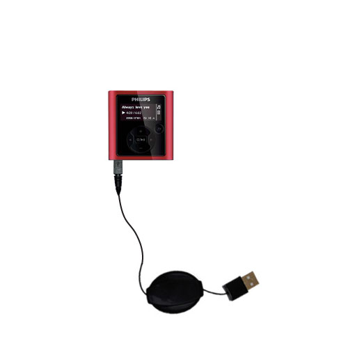 Retractable USB Power Port Ready charger cable designed for the Philips GoGear SA1927/37 and uses TipExchange