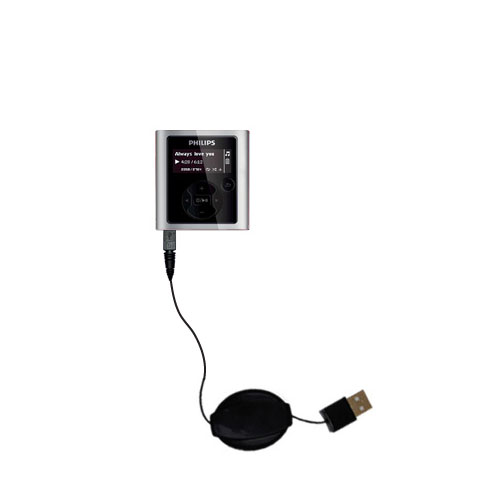Retractable USB Power Port Ready charger cable designed for the Philips GoGear SA1929/37 and uses TipExchange