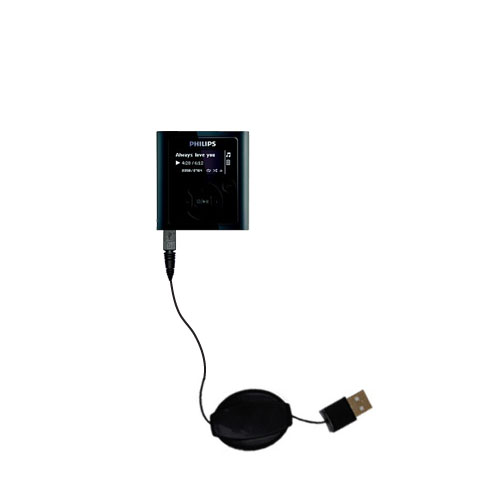 Retractable USB Power Port Ready charger cable designed for the Philips GoGear SA1945/37 and uses TipExchange
