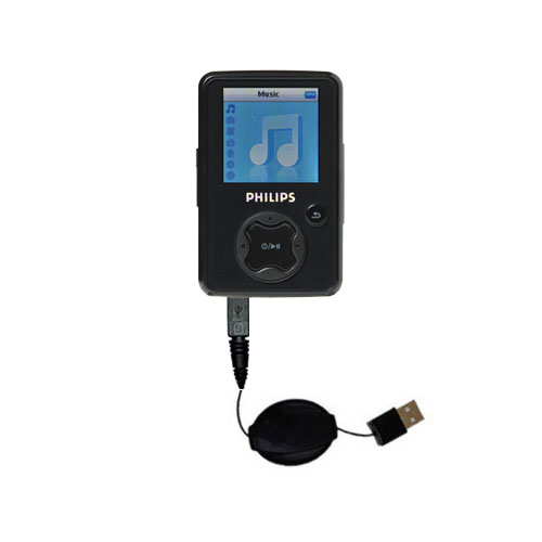 Retractable USB Power Port Ready charger cable designed for the Philips GoGear SA3014 and uses TipExchange