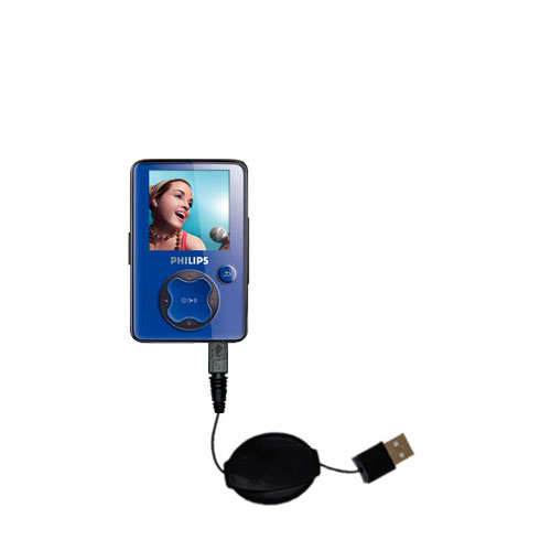 Retractable USB Power Port Ready charger cable designed for the Philips GoGear SA3020/37 and uses TipExchange
