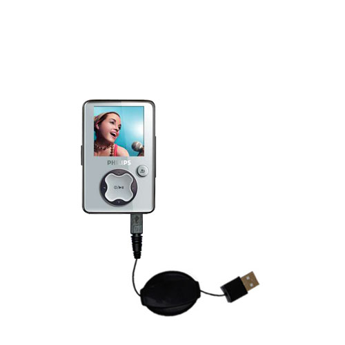Retractable USB Power Port Ready charger cable designed for the Philips GoGear SA3021/37 and uses TipExchange