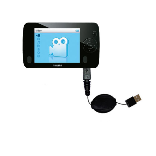 Retractable USB Power Port Ready charger cable designed for the Philips GoGear SA3105/37 and uses TipExchange