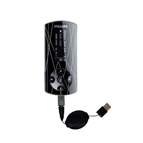 Retractable USB Power Port Ready charger cable designed for the Philips GoGear SA4416 and uses TipExchange