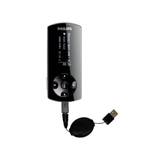 Retractable USB Power Port Ready charger cable designed for the Philips GoGear SA4425 and uses TipExchange