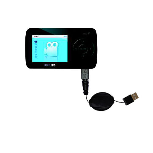 Retractable USB Power Port Ready charger cable designed for the Philips GoGear SA6045/37 and uses TipExchange
