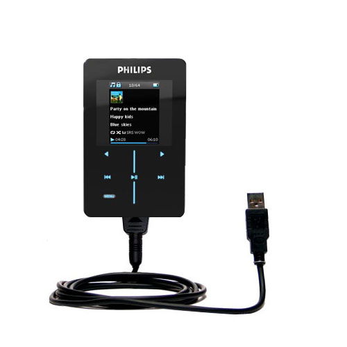 Classic Straight USB Cable suitable for the Philips GoGear SA9200/17 Super Slim with Power Hot Sync and Charge Capabilities - Uses Gomadic TipExchange Technology