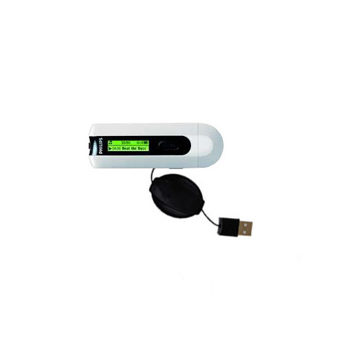 Retractable USB Power Port Ready charger cable designed for the Philips GoGear SA2115/37 and uses TipExchange