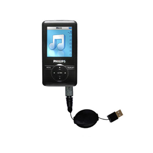 Retractable USB Power Port Ready charger cable designed for the Philips GoGear SA3115/37 and uses TipExchange