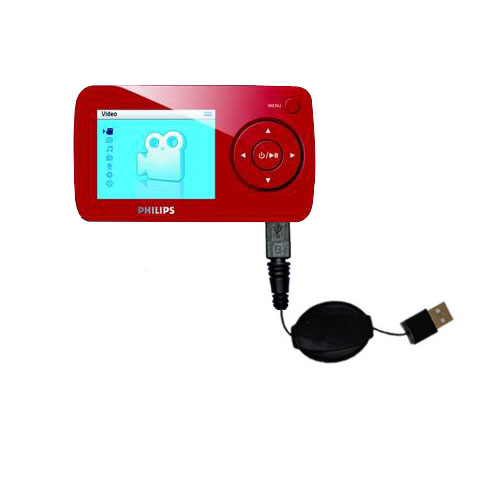 Retractable USB Power Port Ready charger cable designed for the Philips GoGear SA6086/37 and uses TipExchange