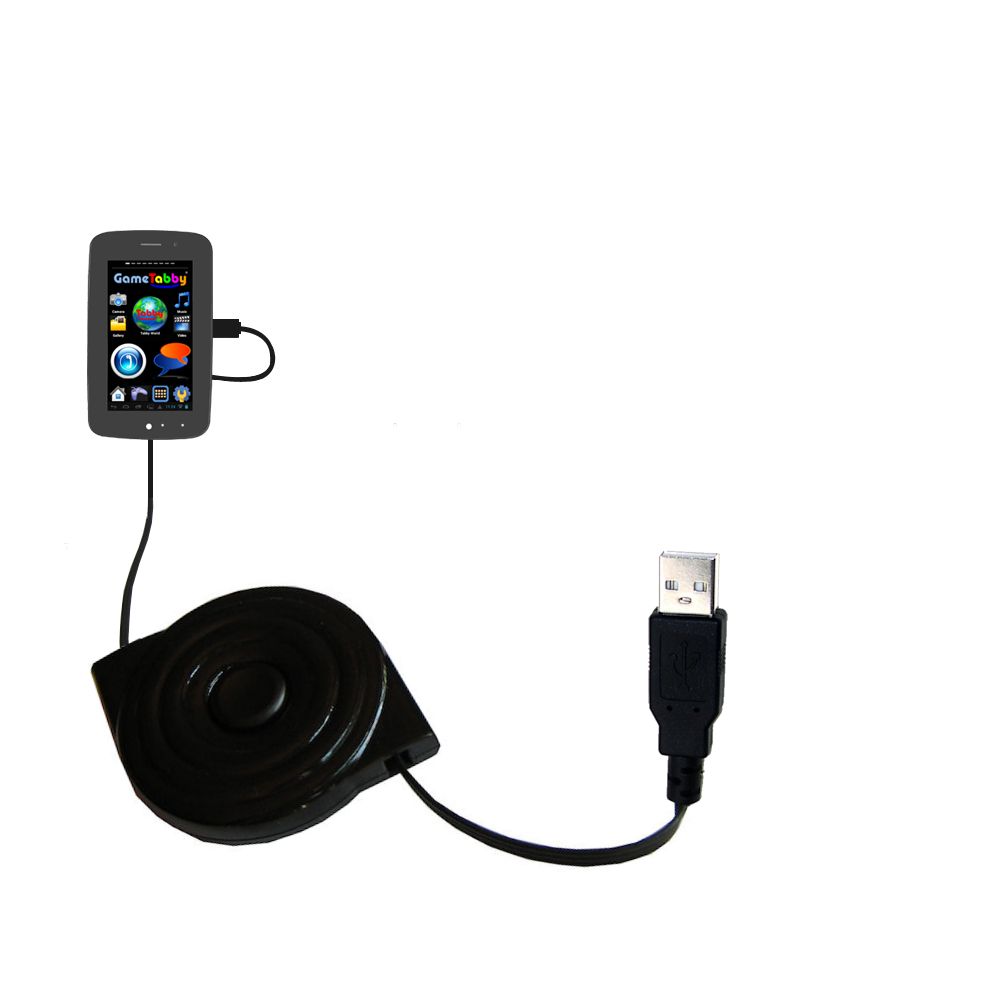 Retractable USB Power Port Ready charger cable designed for the Playtime Game Tabby and uses TipExchange