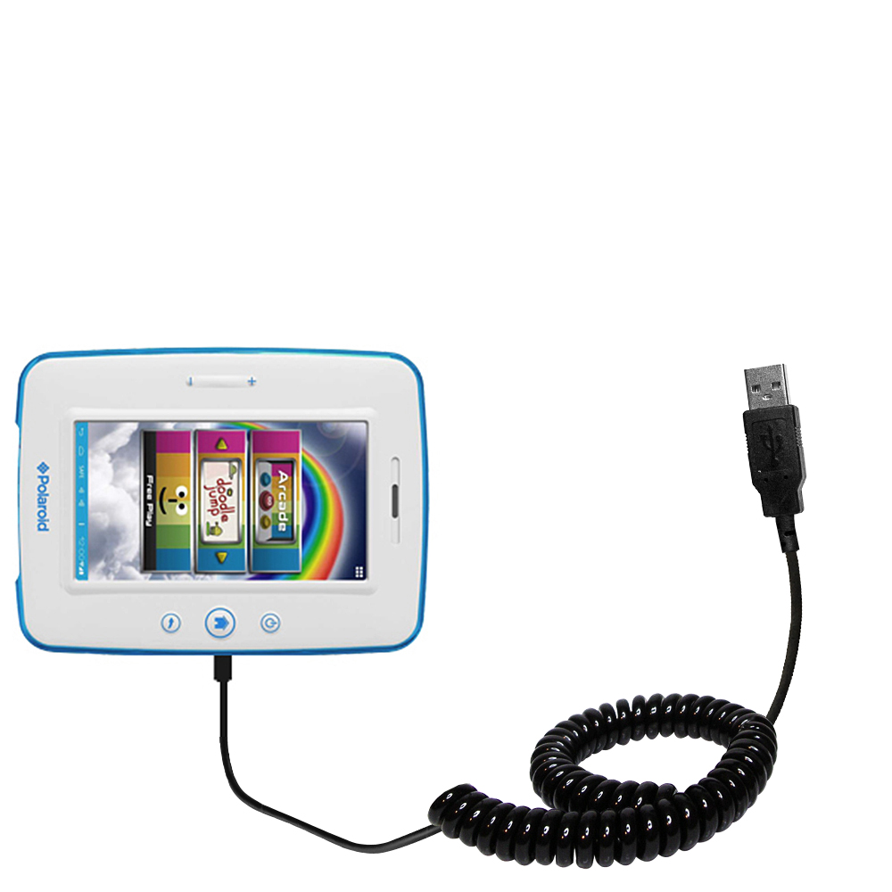 Coiled USB Cable compatible with the Polaroid Kids PTAB750