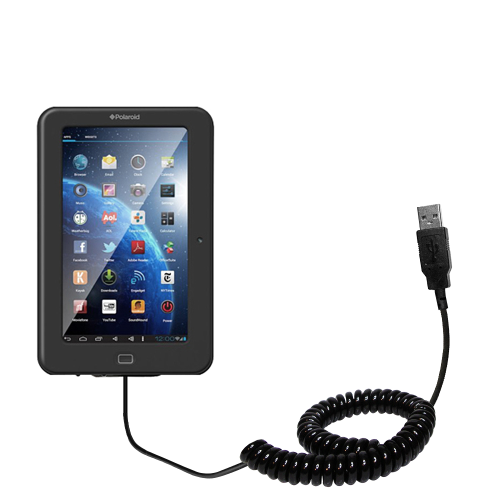 Coiled USB Cable compatible with the Polaroid PTAB7200