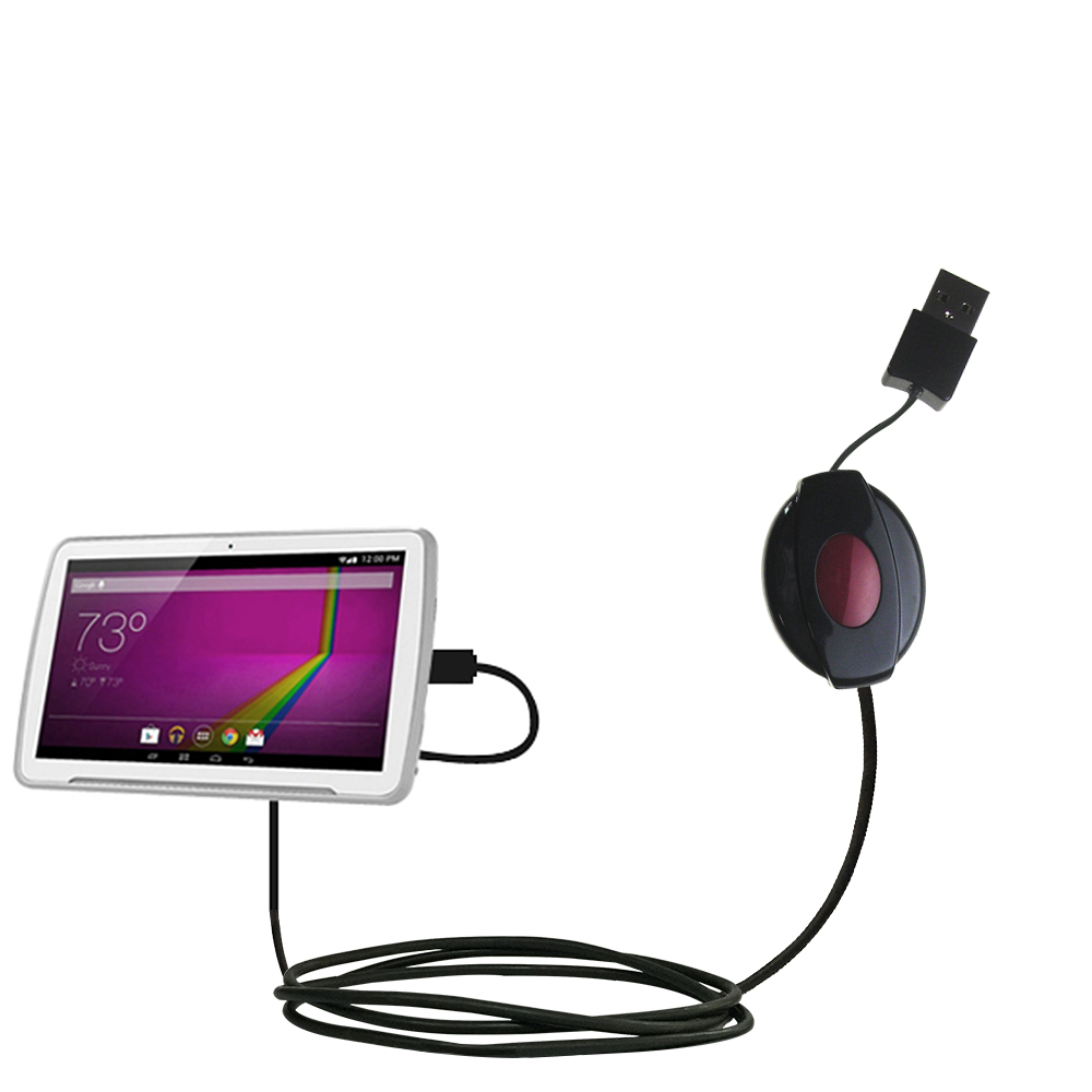 Retractable USB Power Port Ready charger cable designed for the Polaroid Q10 and uses TipExchange