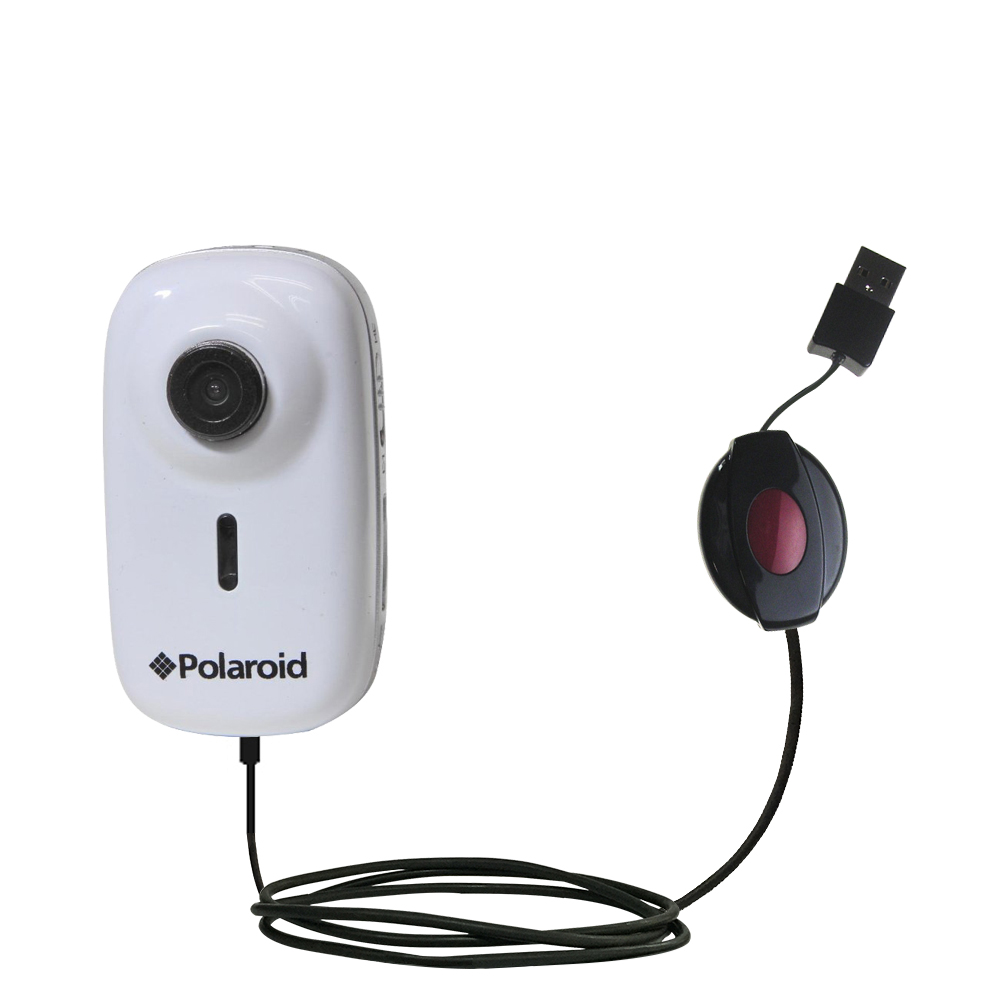 Retractable USB Power Port Ready charger cable designed for the Polaroid XS10 and uses TipExchange