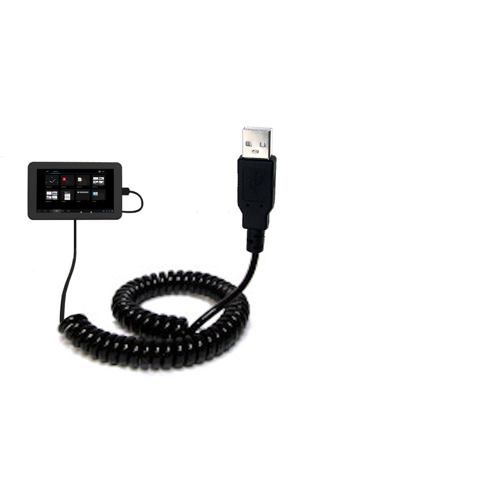 Coiled USB Cable compatible with the Proscan  PLT7223 GK4 / GK6 Tablet