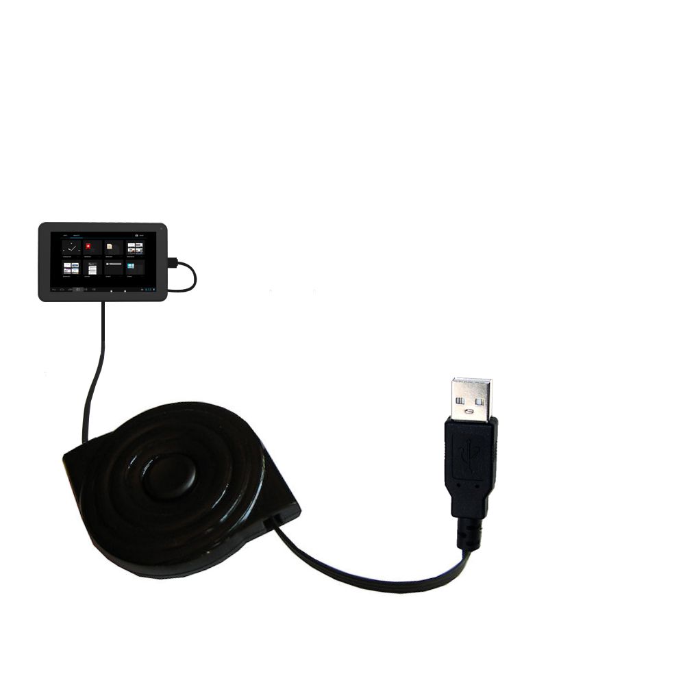 Retractable USB Power Port Ready charger cable designed for the Proscan  PLT7223 GK4 / GK6 Tablet  and uses TipExchange