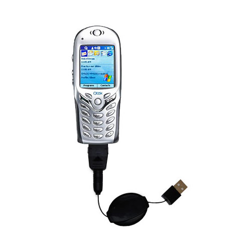 Retractable USB Power Port Ready charger cable designed for the Qtek 8080 Smartphone and uses TipExchange