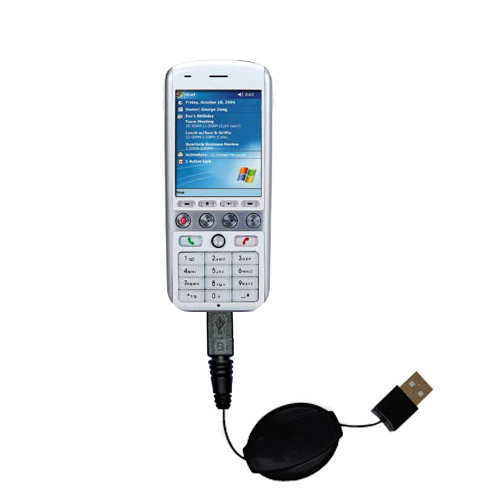 Retractable USB Power Port Ready charger cable designed for the Qtek 8100 and uses TipExchange