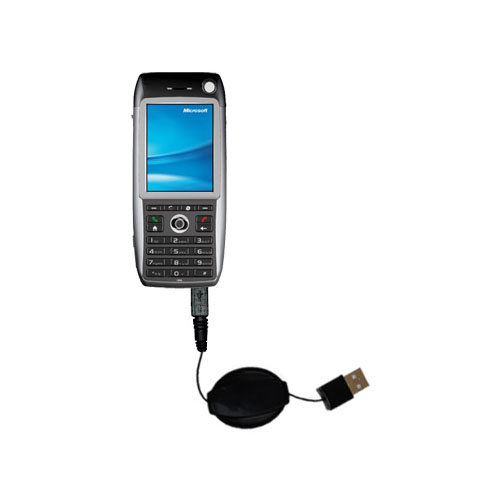 Retractable USB Power Port Ready charger cable designed for the Qtek 8600 and uses TipExchange