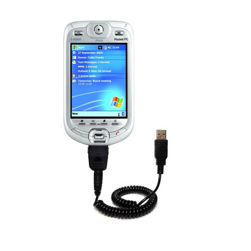 Coiled USB Cable compatible with the Qtek 9090 Smartphone