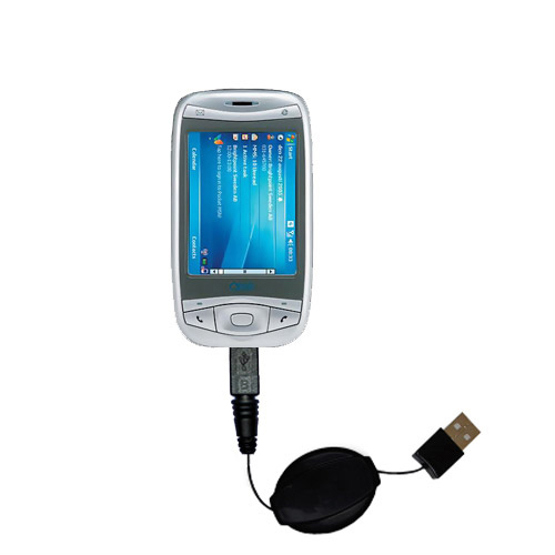 Retractable USB Power Port Ready charger cable designed for the Qtek 9100 and uses TipExchange