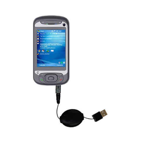 Retractable USB Power Port Ready charger cable designed for the Qtek 9600 and uses TipExchange