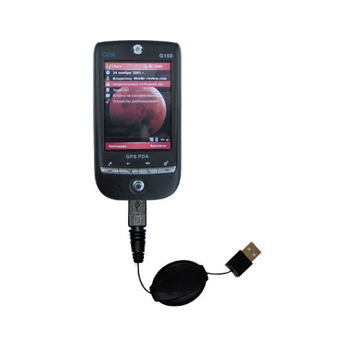 USB Power Port Ready retractable USB charge USB cable wired specifically for the Qtek G100 and uses TipExchange