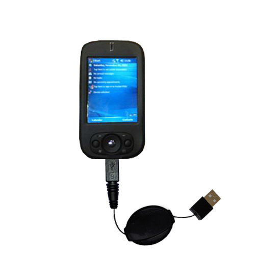 Retractable USB Power Port Ready charger cable designed for the Qtek S200 and uses TipExchange