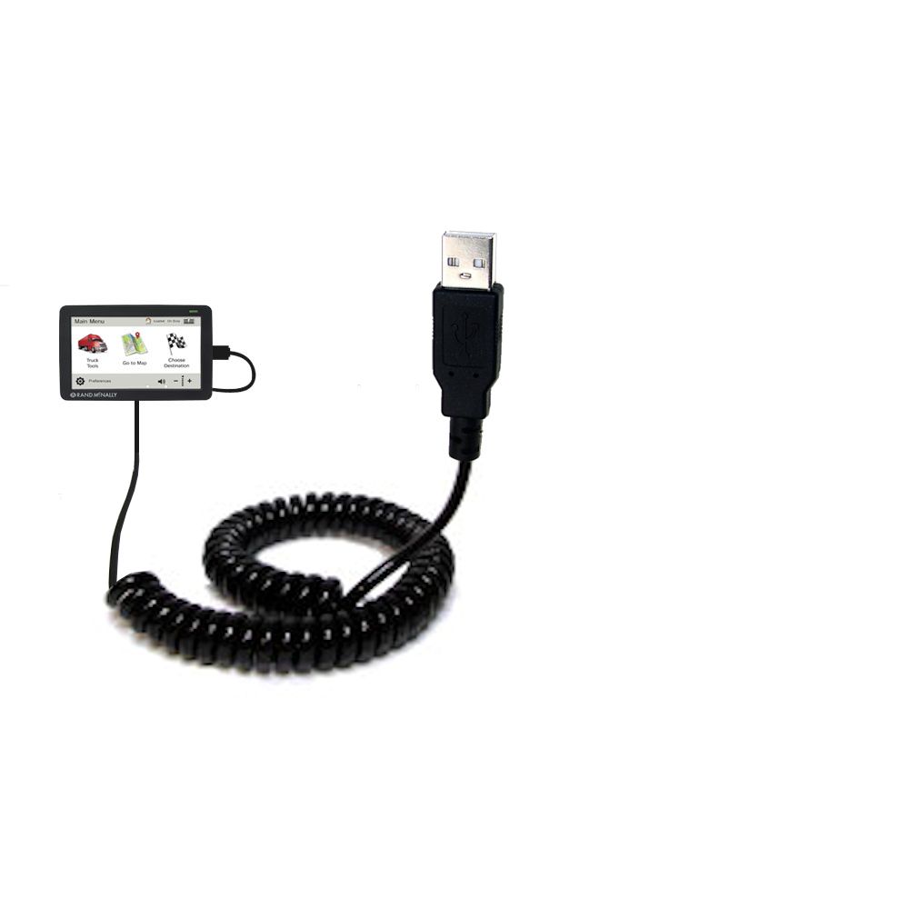 Coiled USB Cable compatible with the Rand McNally IntelliRoute TND 530