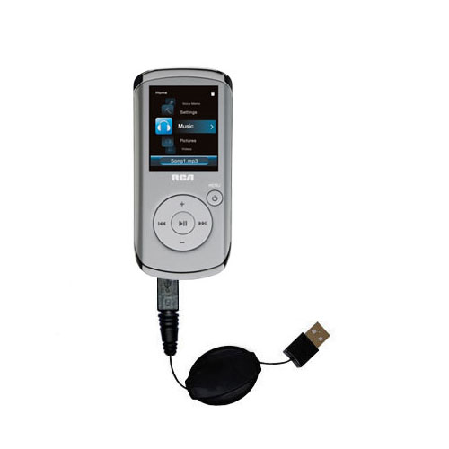Retractable USB Power Port Ready charger cable designed for the RCA M4104 M4108 Digital Music Player and uses TipExchange