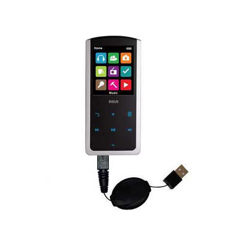 Retractable USB Power Port Ready charger cable designed for the RCA M4808 Lyra Digital Media Player and uses TipExchange
