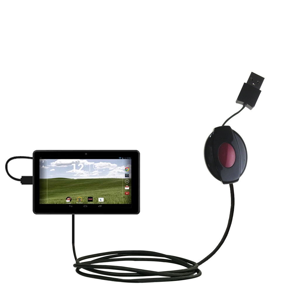 Retractable USB Power Port Ready charger cable designed for the RCA RCT6103W46 and uses TipExchange