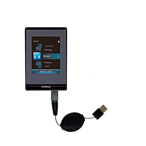 Retractable USB Power Port Ready charger cable designed for the RCA SL5004 SL5008 SL5016 LYRA Slider and uses TipExchange