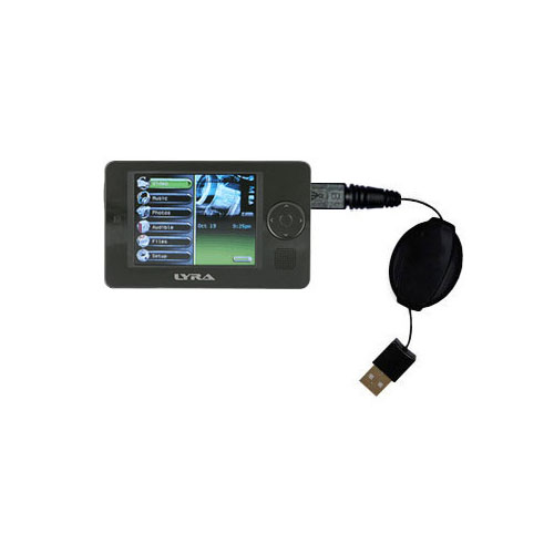 Retractable USB Power Port Ready charger cable designed for the RCA X3030 LYRA Media Player and uses TipExchange
