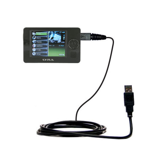 Classic Straight USB Cable suitable for the RCA X3030 LYRA Media Player with Power Hot Sync and Charge Capabilities - Uses Gomadic TipExchange Technology