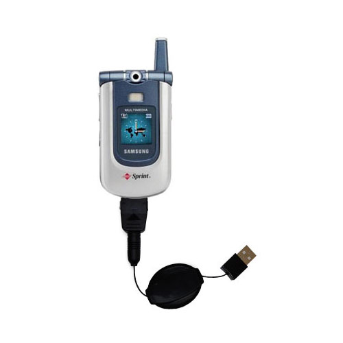 Retractable USB Power Port Ready charger cable designed for the Samsung A700 and uses TipExchange