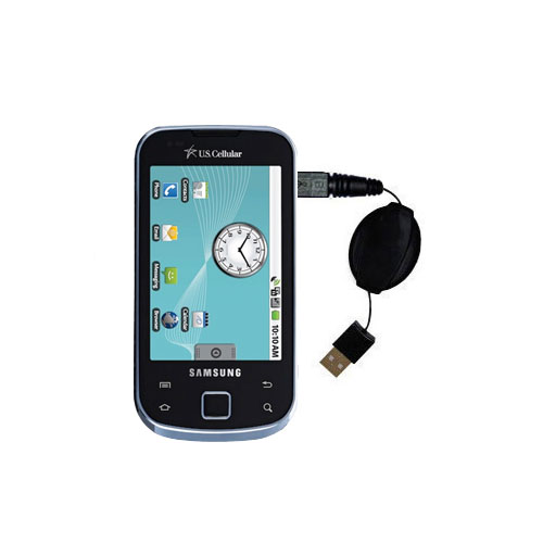 Retractable USB Power Port Ready charger cable designed for the Samsung Acclaim and uses TipExchange