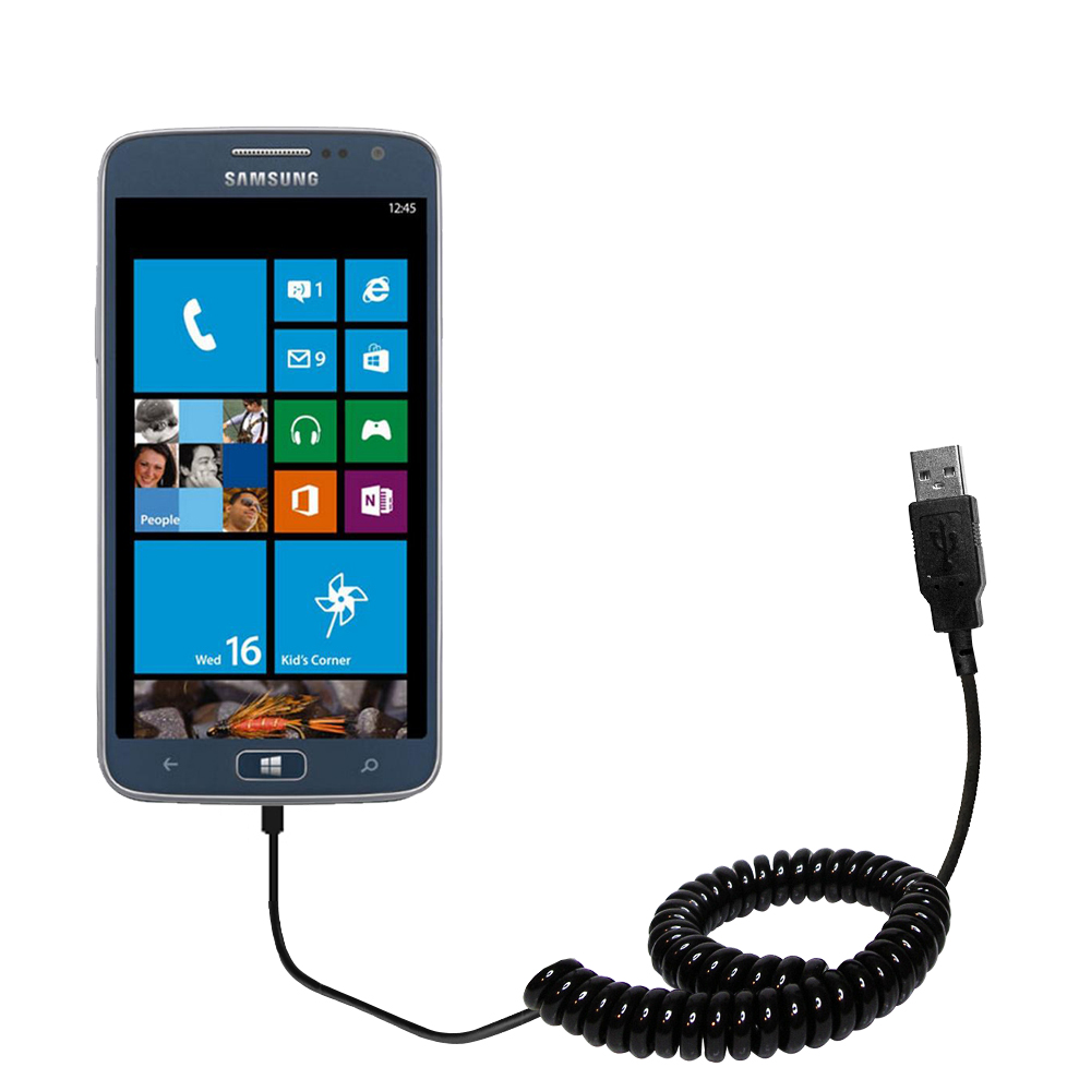 Coiled USB Cable compatible with the Samsung ATIV S Neo