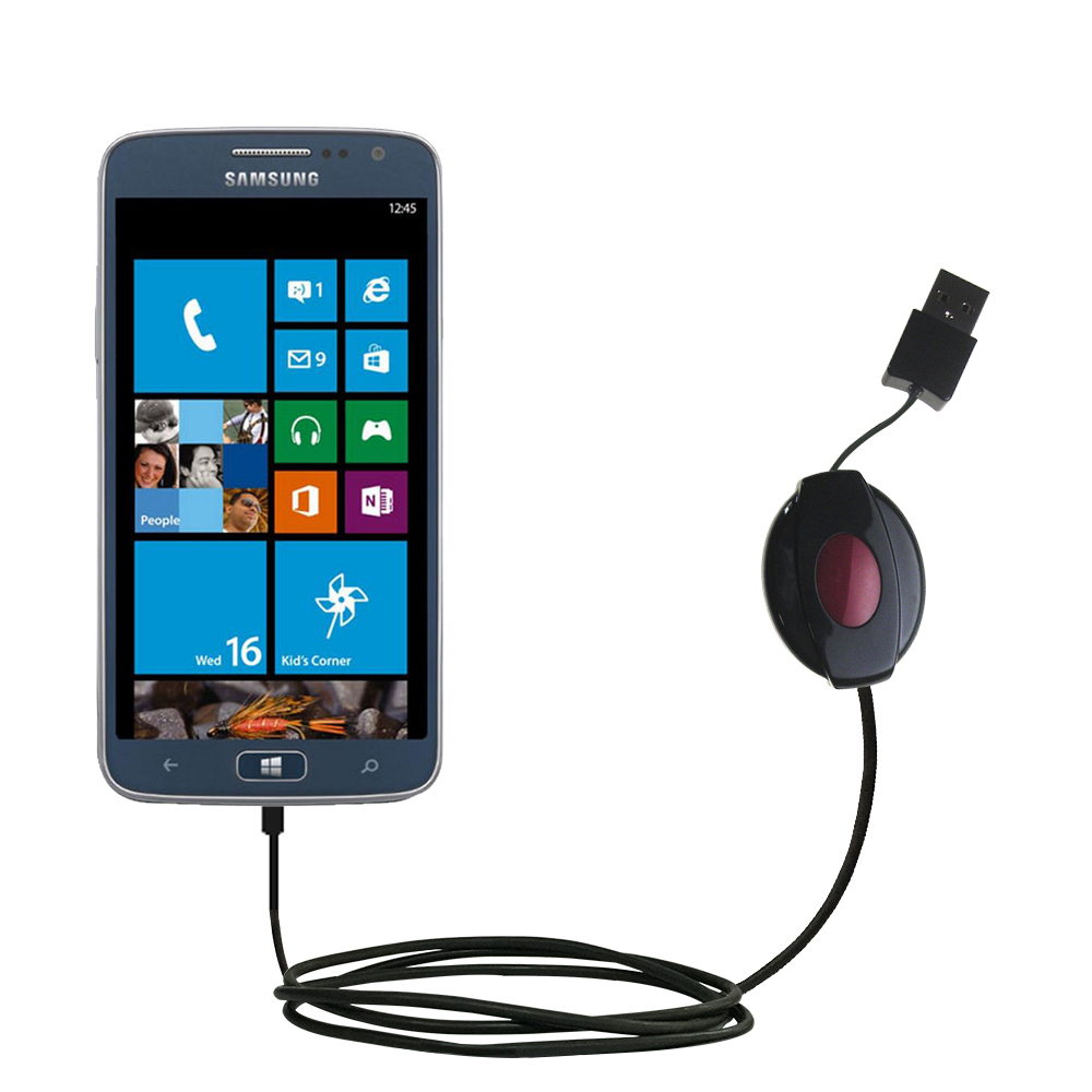 Retractable USB Power Port Ready charger cable designed for the Samsung ATIV S Neo and uses TipExchange