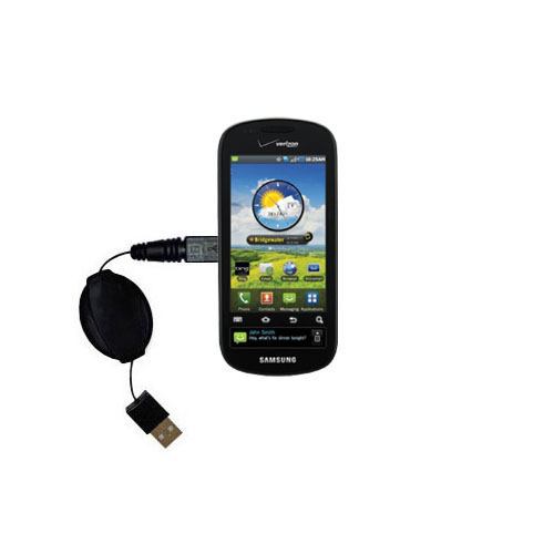 Retractable USB Power Port Ready charger cable designed for the Samsung Continuum and uses TipExchange